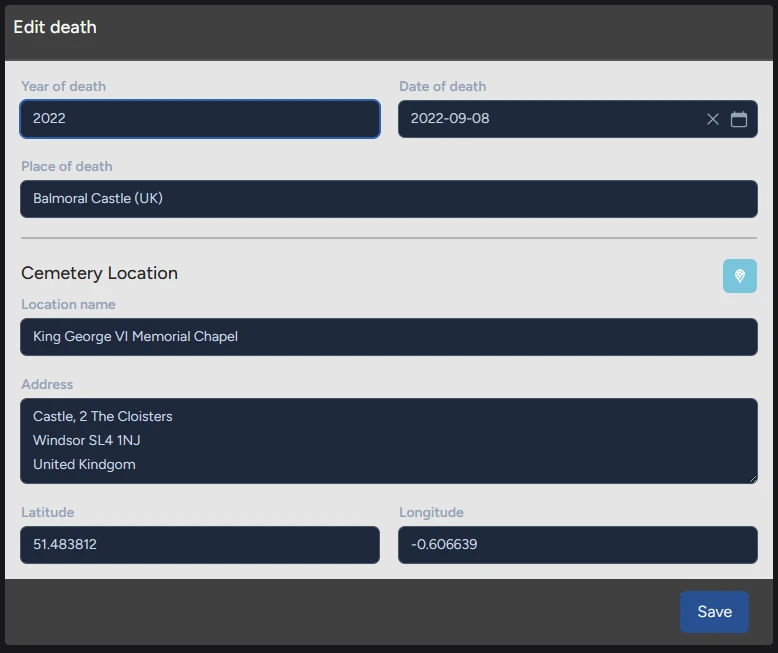 Profil bearbeiten Tod
